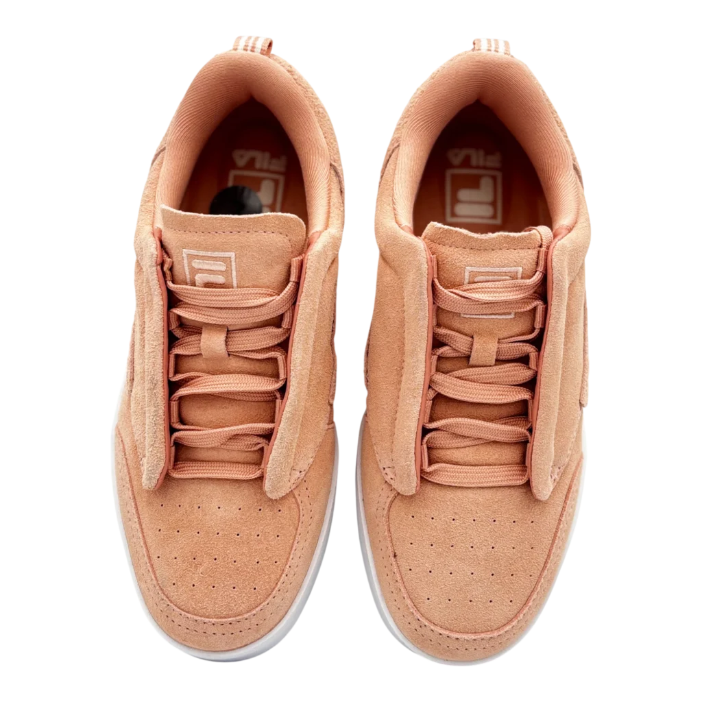 Top view of Fila Sanati Women’s Peach Suede Low-Top Sneakers