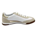 Top view of G Los Angeles White & Gold low-top sneakers