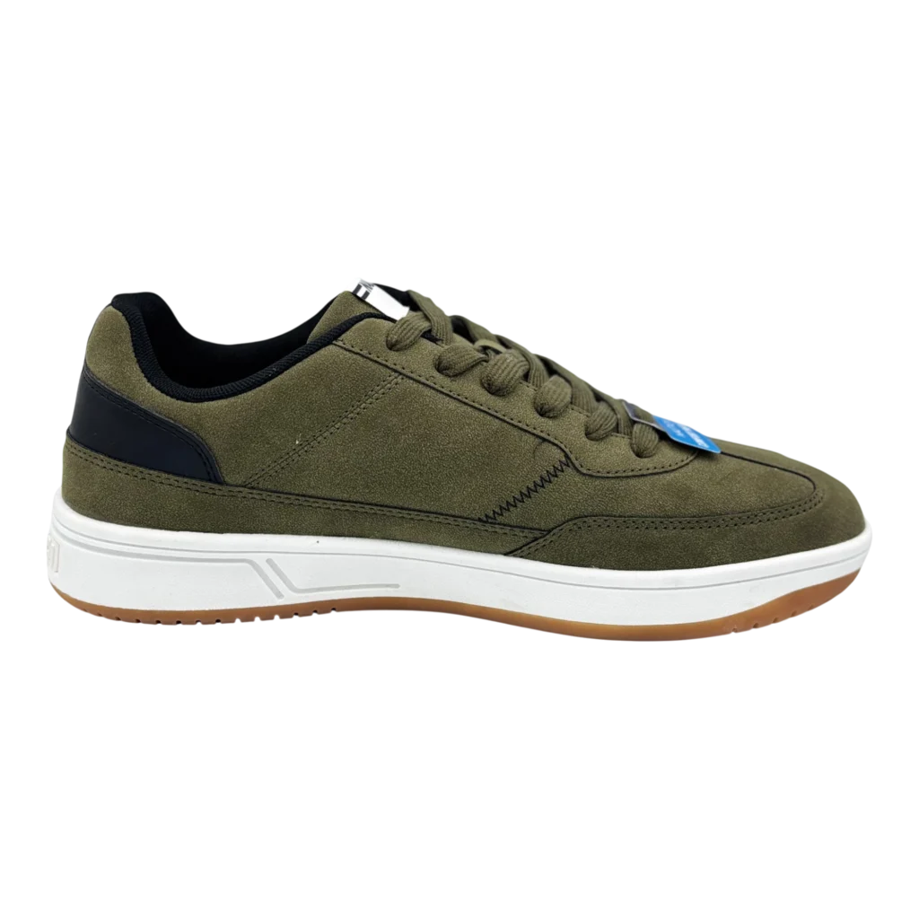 Side profile of Nautica Men’s Olive Green casual sneakers