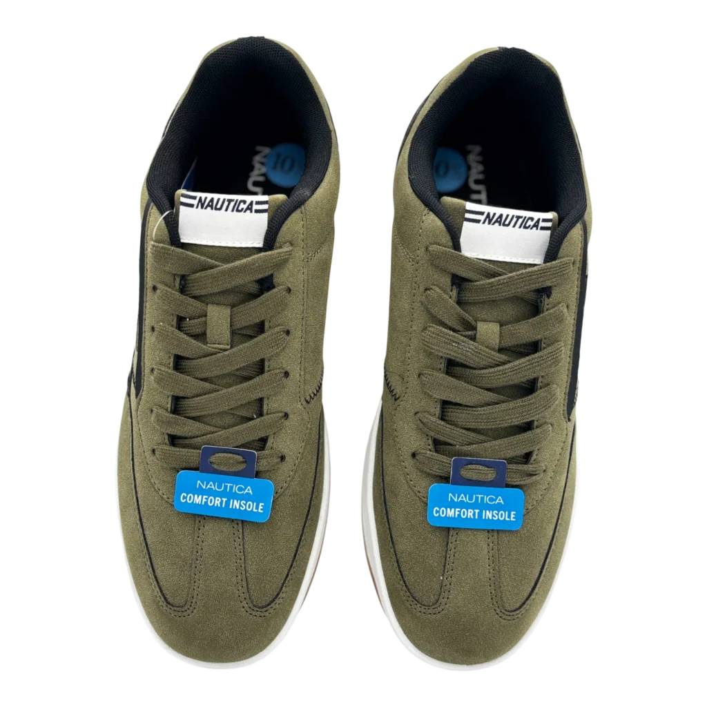 nautica mens olive green casual sneakers top