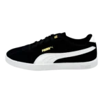 Side view of PUMA Club II Era Black and White Suede Sneakers