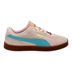 Top view of PUMA Palermo Trainer pink and blue suede sneakers