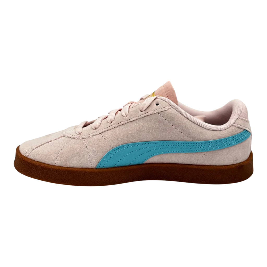 puma palermo trainer pink blue suede sneakers side