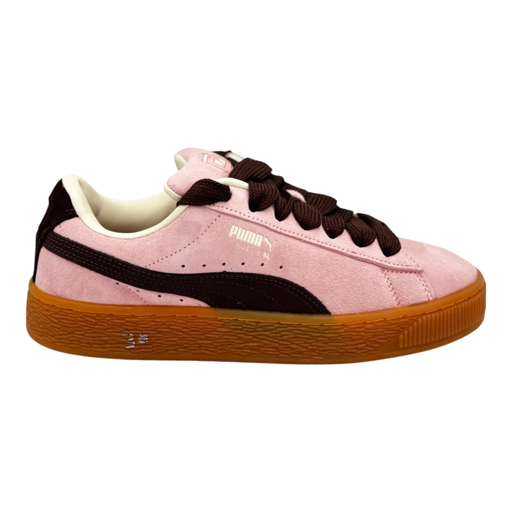 puma suede heart satin pink brown gum sneakers main sneakerkali