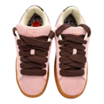 Top view of PUMA Suede Heart Satin pink and brown gum sneakers