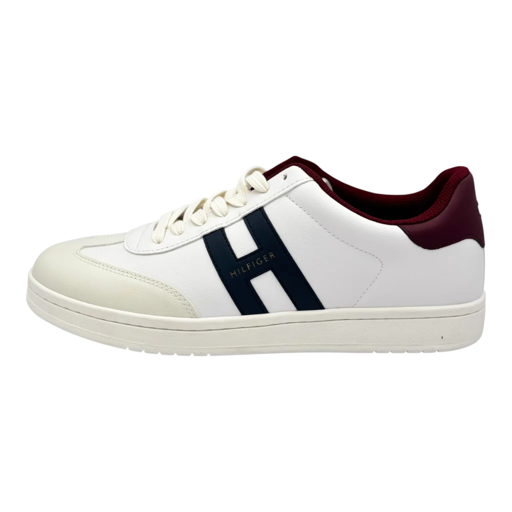tommy hilfiger lerge white navy sneakers lifestyle left