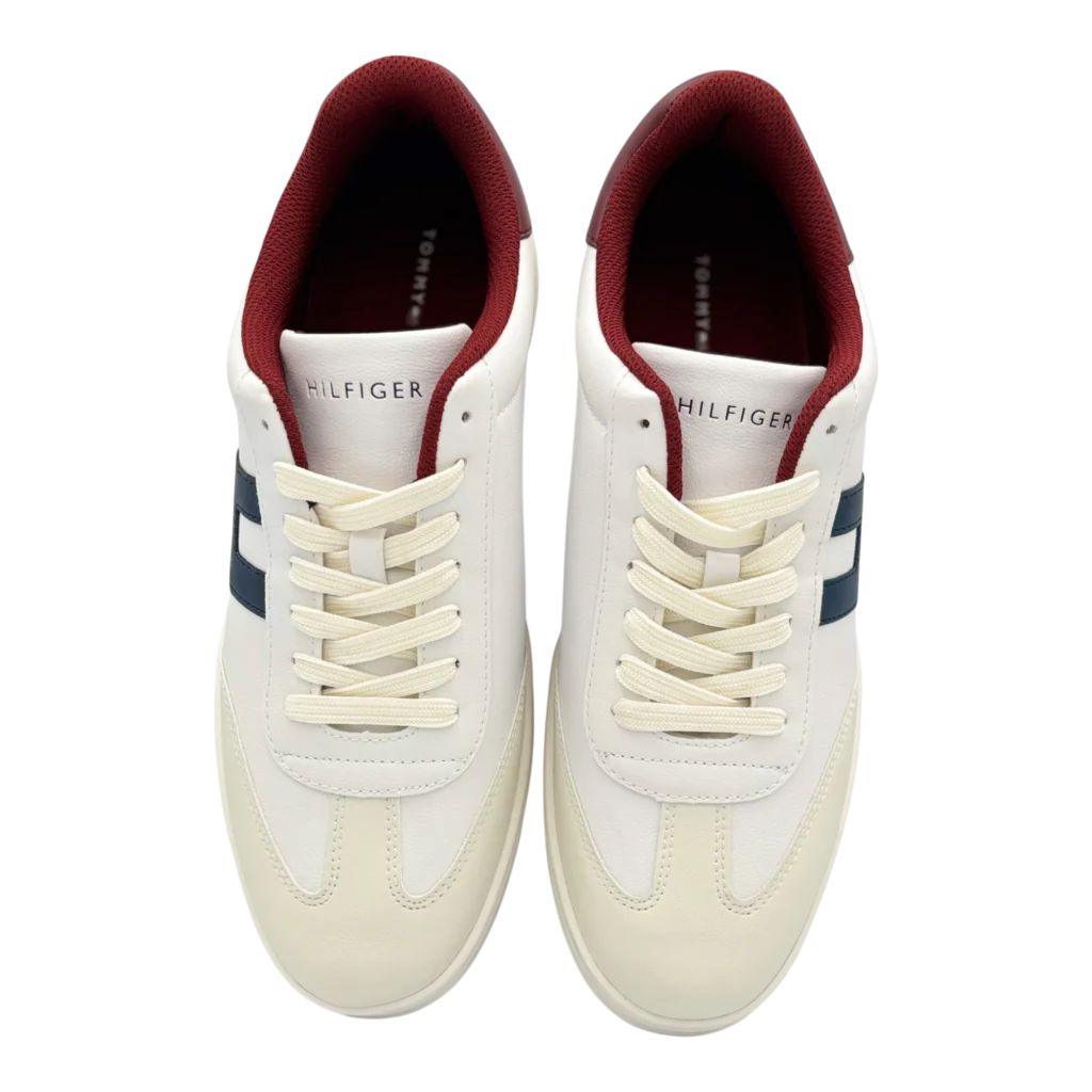 Tommy Hilfiger Lerge Men’s White & Navy Sneakers styled for casual wear – SneakerKali